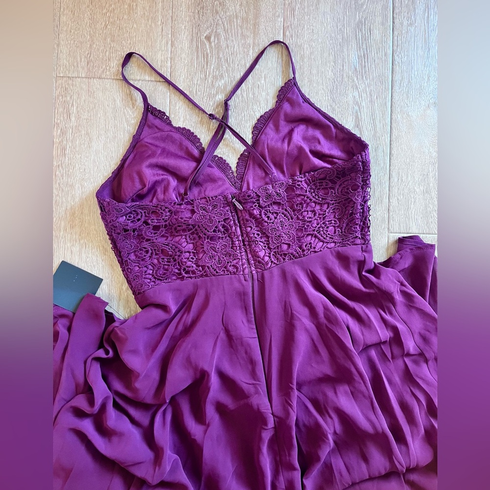 NWT Lulus Madalyn Burgundy Lace Maxi Dress Size L Formal Wedding Guest - Picture 8 of 9
